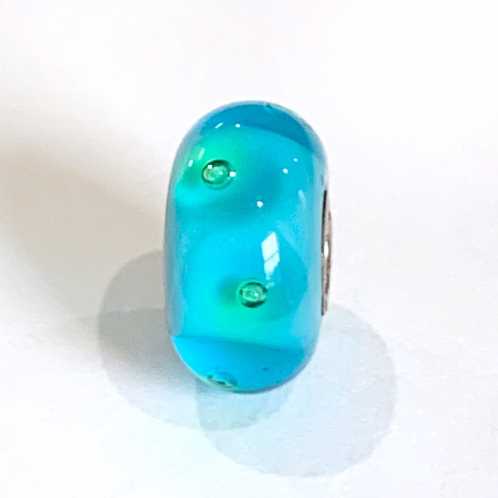 Trollbeads Authentic Turquoise Bubbles Glass Bead - image 1